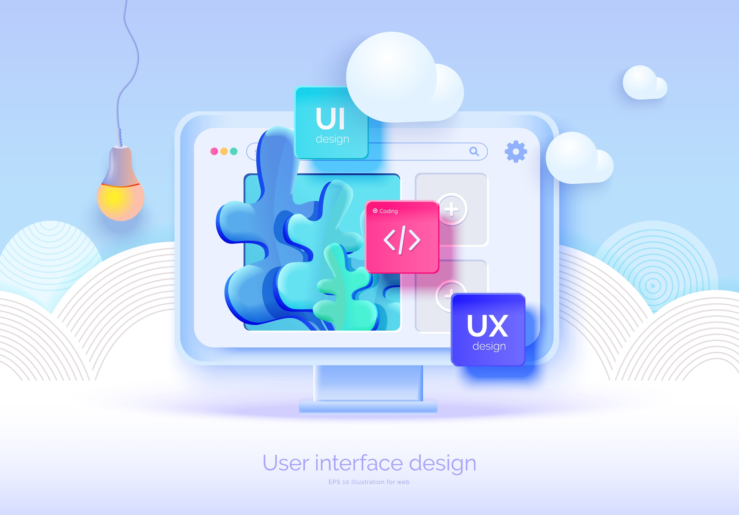 Mockup,3d,Monitor,With,User,Interface,Elements,For,Web,Design